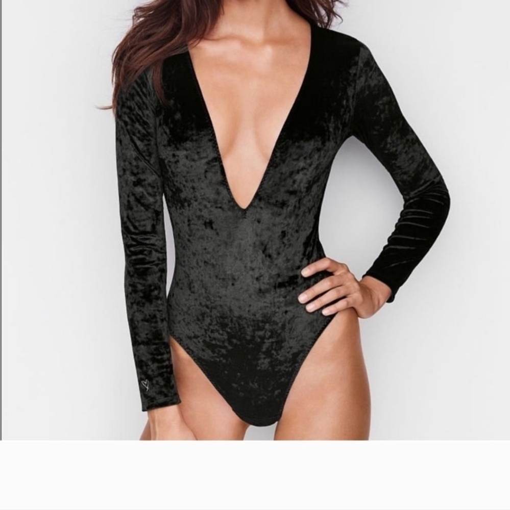 Victoria’s Secret Crushed Velvet Deep V Bodysuit